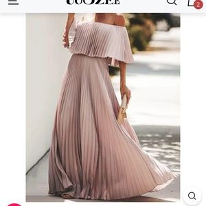 Blush pink lux pleats off or on shoulder spring , Easter, or wedding dress